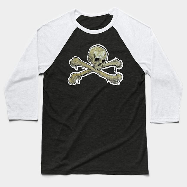 Zombie Skull 'n' Crossbones Baseball T-Shirt by rsacchetto